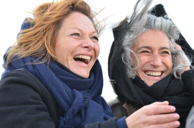 Marie Dorigny (a droite) avec son amie Caroline en Baie de St Brieuc © Geneviève Delalot Marie Dorigny (a droite) avec son amie Caroline en Baie de St Brieuc © Geneviève Delalot